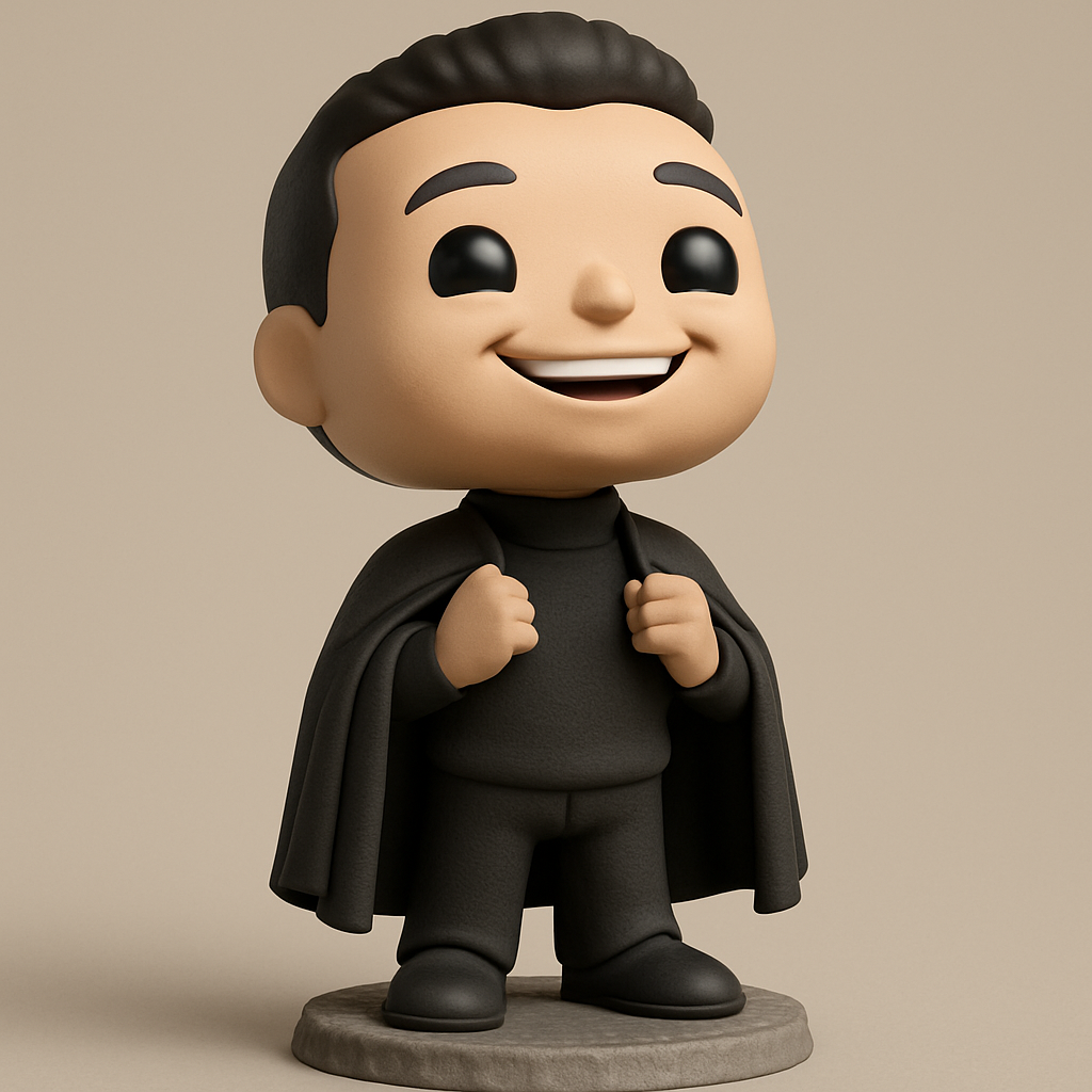 face to 3d model ai-3D portrait printing from photo_Charming Hero Figurine with Dynamic Cape