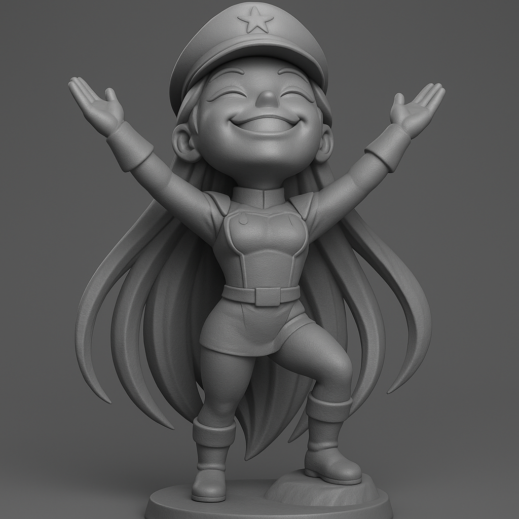 silhouette 3d printer maker-3d portrait printing_Joyful Victory Pose Character Model