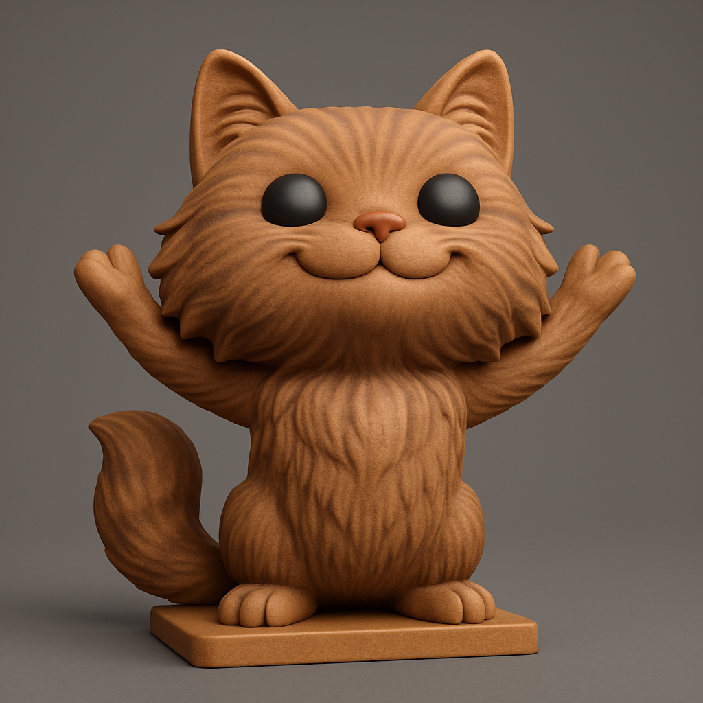 face to 3d model ai-3D portrait printing from photo_Happy Waving Cat Figurine - Adorable Desk Buddy