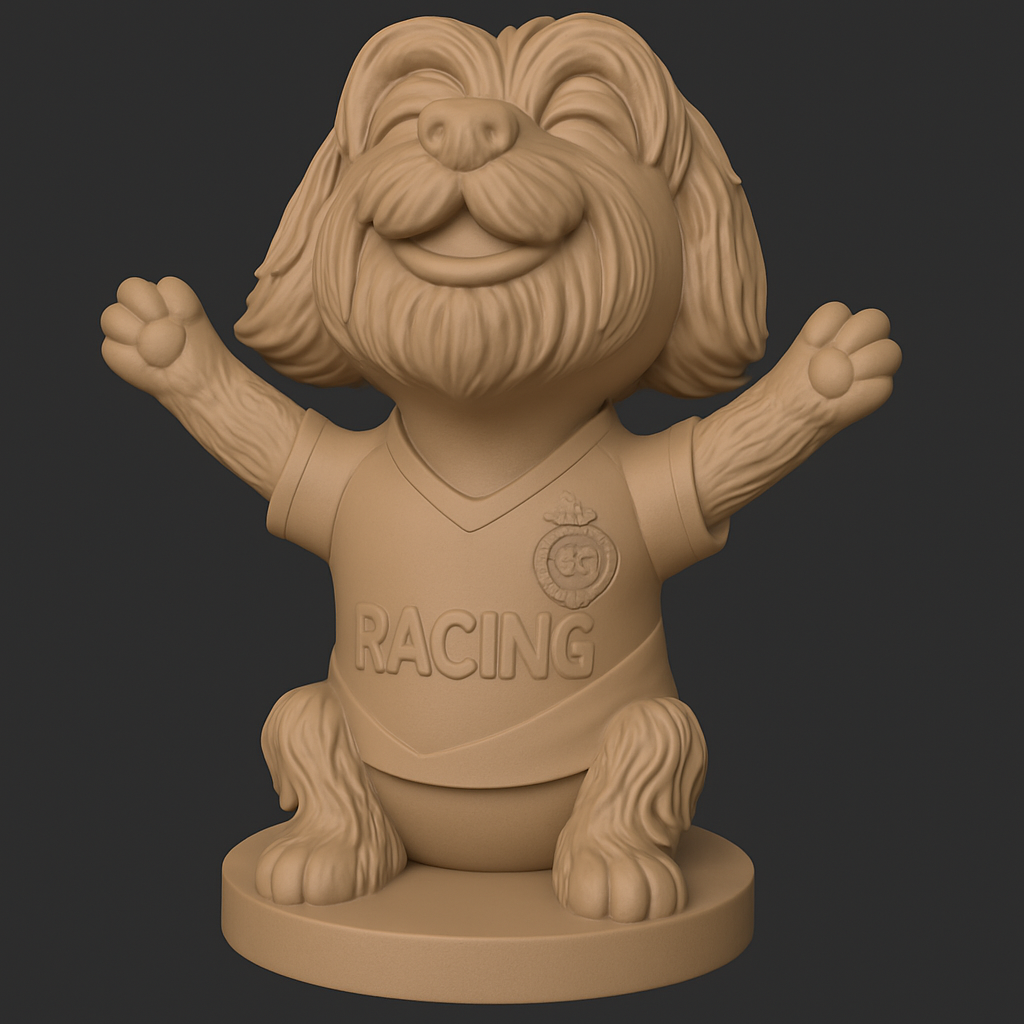 face to 3d model ai-3D portrait printing from photo_Cheering Racing Dog Mascot - Perfect for Sports Fans!