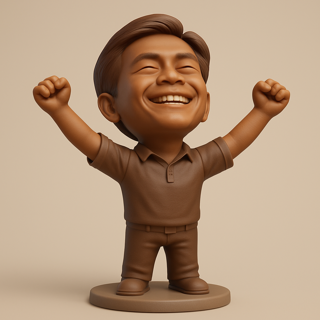 face to 3d model ai-3D portrait printing from photo_Joyful Triumph Figurine: Celebrate Success!