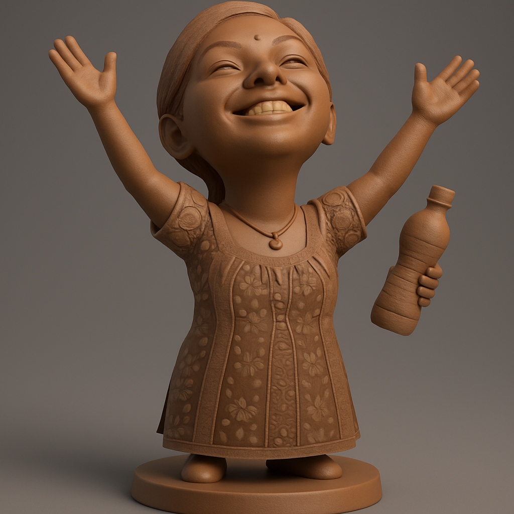 silhouette 3d printer maker-3d portrait printing_Joyful Child Figurine: Celebrate Pure Happiness!