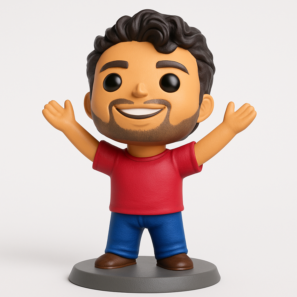 face to 3d model ai-3D portrait printing from photo_Happy Guy Collectible Figurine - Your New Desk Pal!