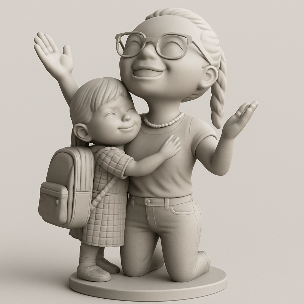 face to 3d model ai-3D portrait printing from photo_Embrace of Love: Mother & Child Figurine