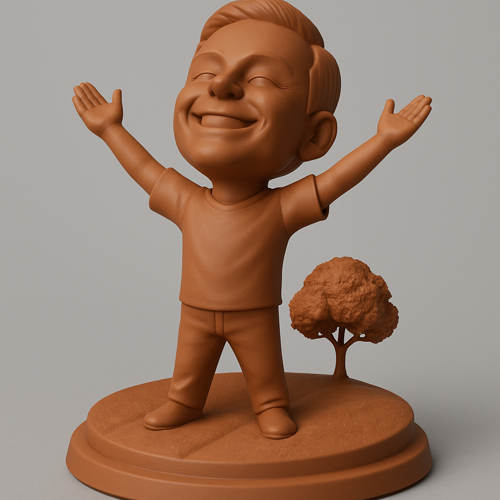 face to 3d model ai-3D portrait printing from photo_"Embrace Joy" Happy Boy Figurine