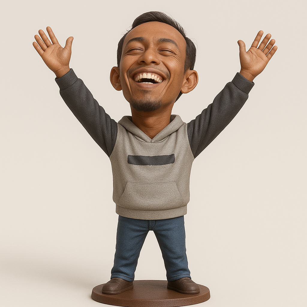 silhouette 3d printer maker-3d portrait printing_Joyful Character Statue for 3D Printing