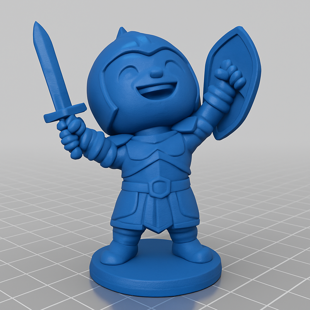 face anatomy 3d model-create 3d face model from photo_Joyful Chibi Knight Figure - Ready for Adventure!