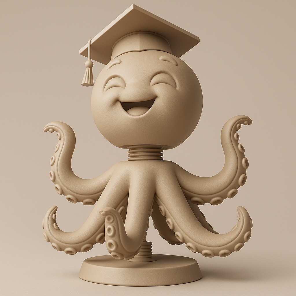 silhouette 3d printer maker-3d portrait printing_Cheerful Graduate Octopus Figurine