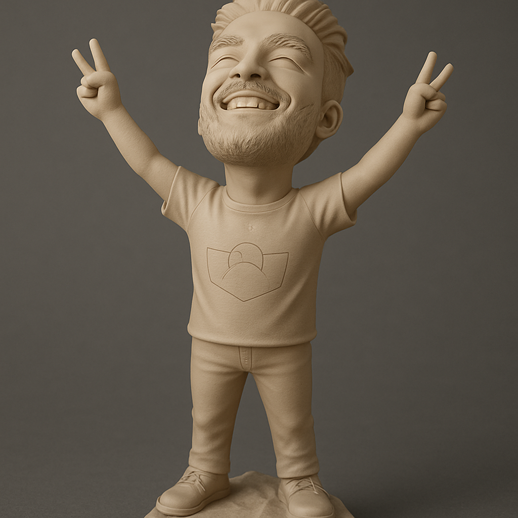 face to 3d model ai-3D portrait printing from photo_Celebrate Success: Joyful Victory Pose Figurine