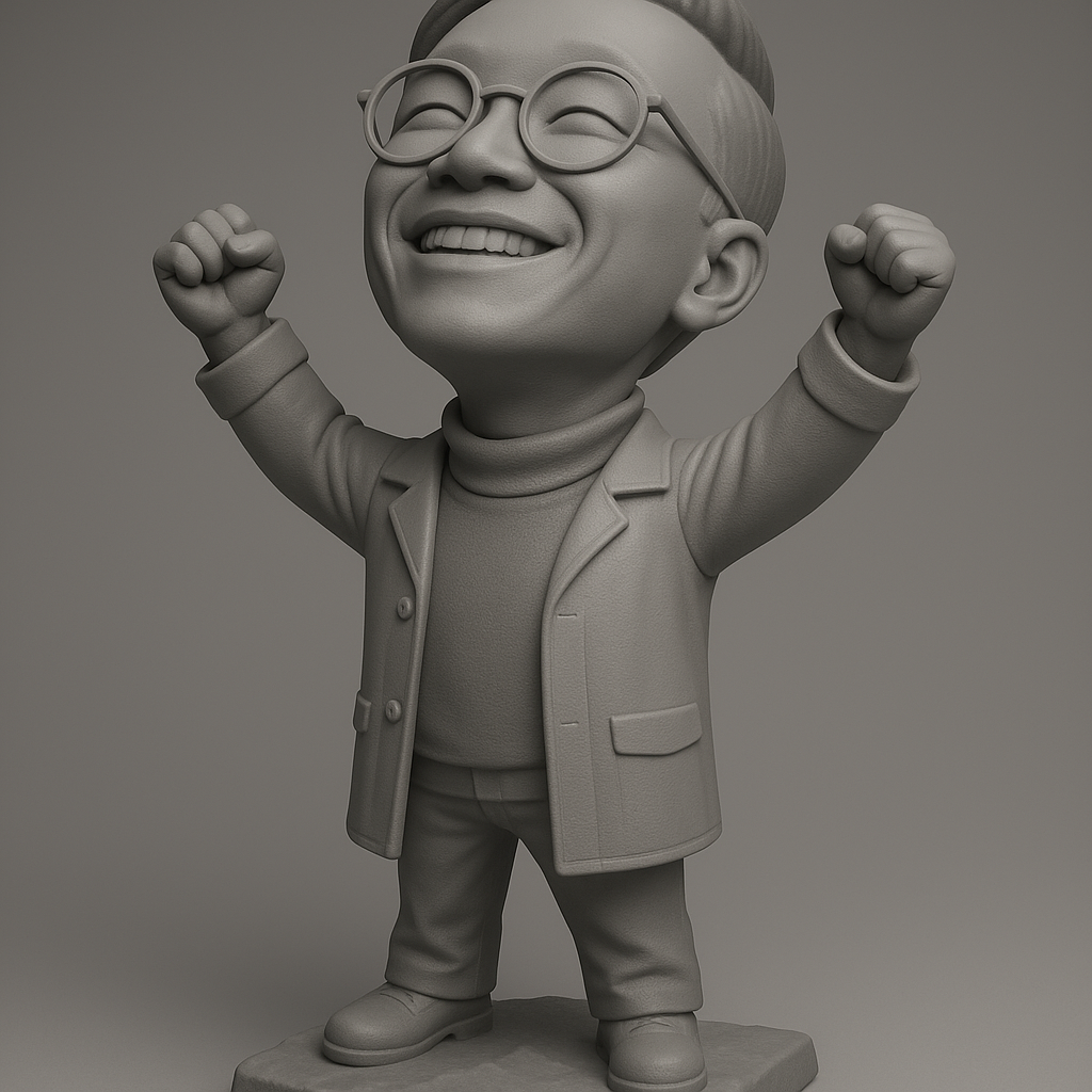 silhouette 3d printer maker-3d portrait printing_Joyful Scientist Figure for 3D Printing