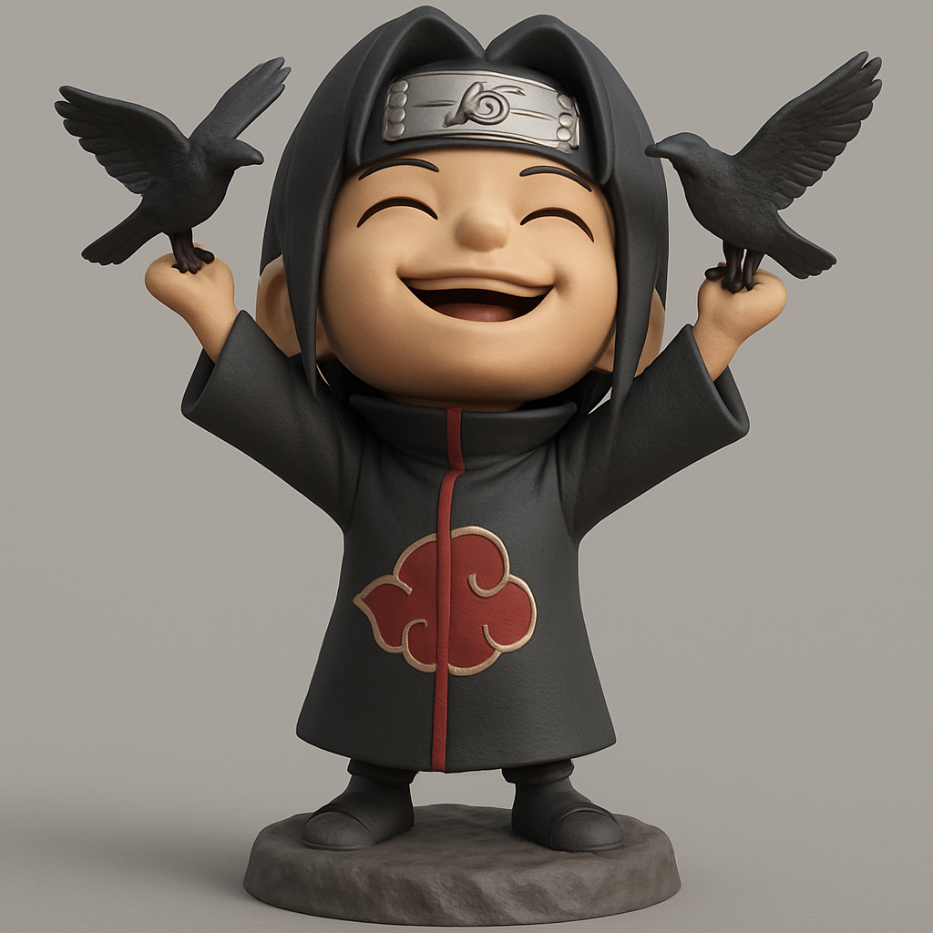 face anatomy 3d model-create 3d face model from photo_Joyful Chibi Itachi & Crows: Naruto Fan Art 3D Print