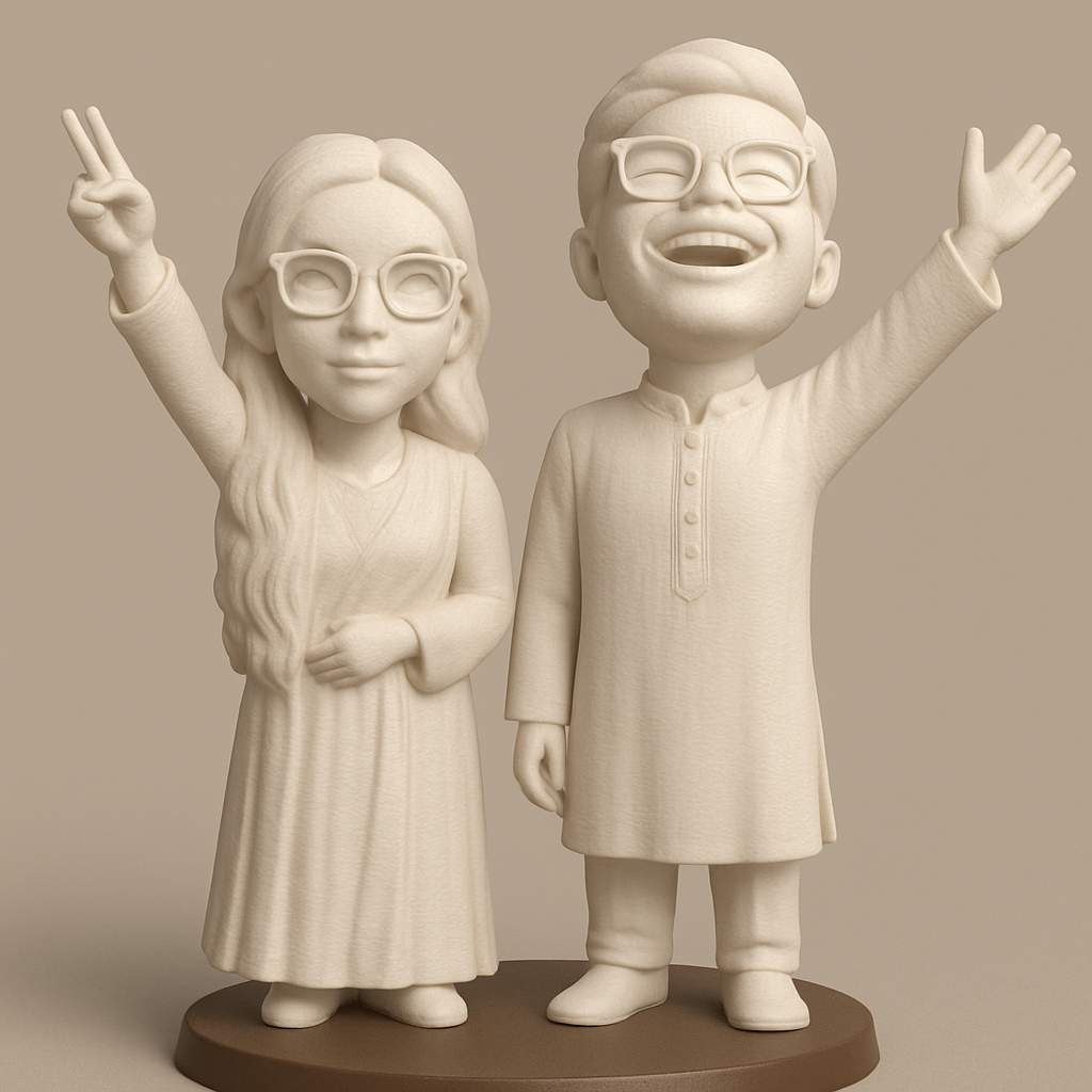silhouette 3d printer maker-3d portrait printing_Capture Joy: Customizable Couple Bobblehead Keepsake