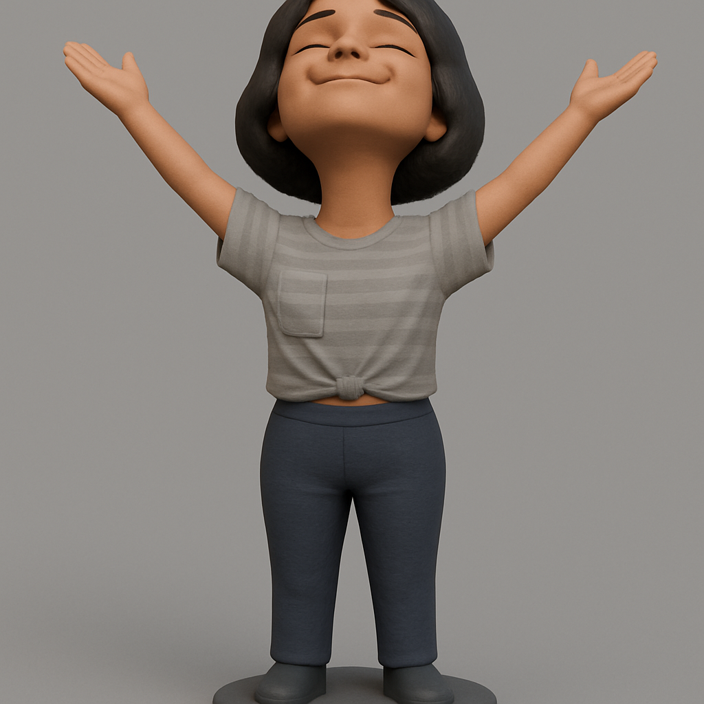 face anatomy 3d model-create 3d face model from photo_Joyful Character with Open Arms