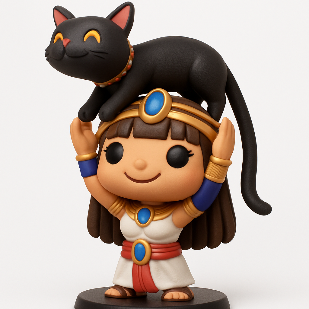 face anatomy 3d model-create 3d face model from photo_Chibi Egyptian Queen & Bastet Cat Figurine
