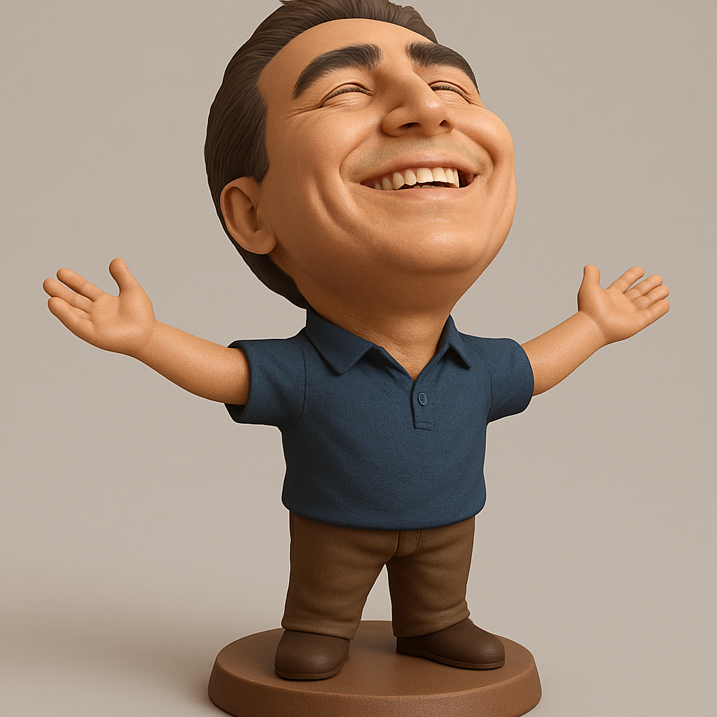 face to 3d model ai-3D portrait printing from photo_Optimistic Man Figurine: Print Joy & Good Vibes