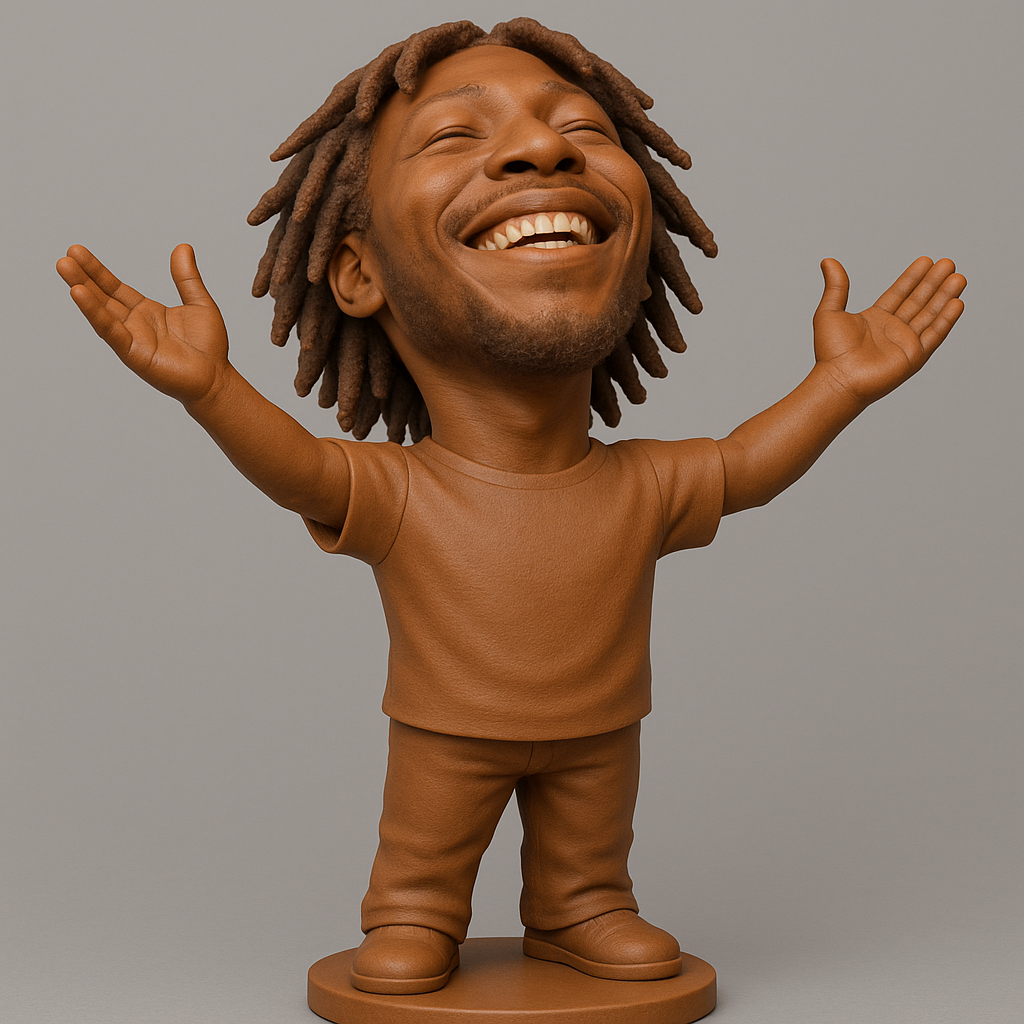 silhouette 3d printer maker-3d portrait printing_Joyful 3D Figurine with Outstretched Arms