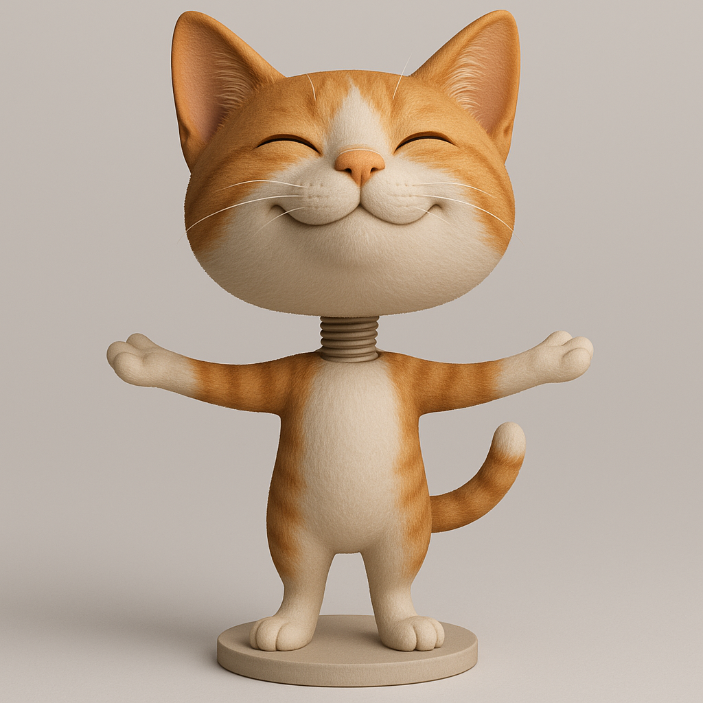 silhouette 3d printer maker-3d portrait printing_Joyful Cat Figurine for 3D Printing
