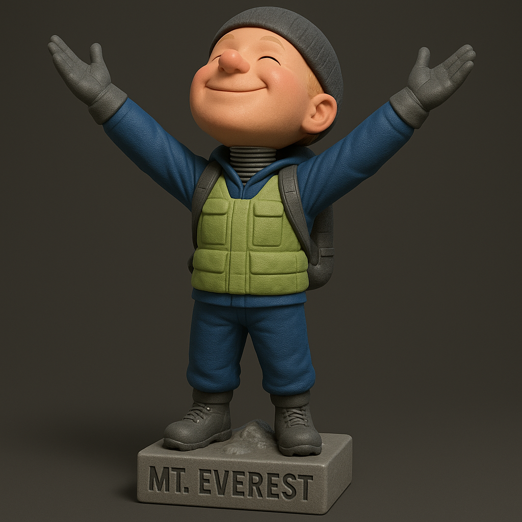 silhouette 3d printer maker-3d portrait printing_Joyful Adventurer on Mt. Everest Base