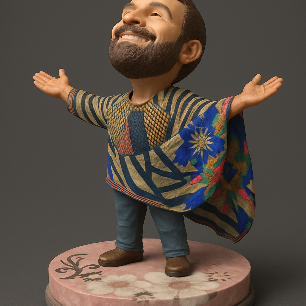 face to 3d model ai-3D portrait printing from photo_Uplifting Joyful Man Figurine: Spread Positivity!