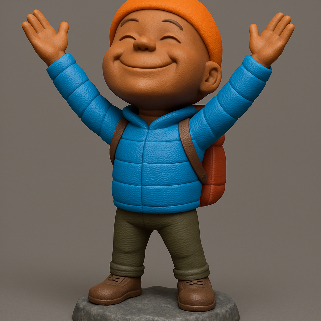 face anatomy 3d model-create 3d face model from photo_Joyful Explorer: Happy Hiker Celebration 3D Print