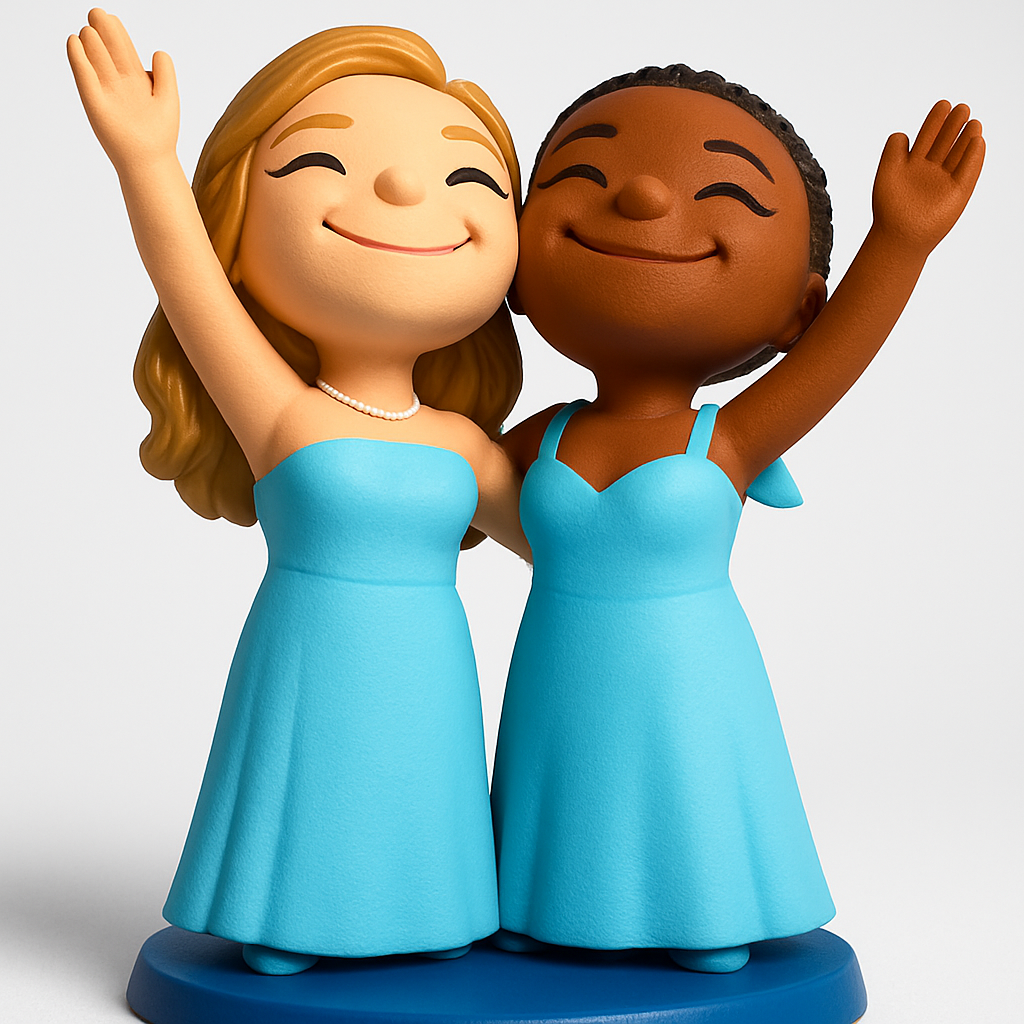 face to 3d model ai-3D portrait printing from photo_Joyful Duo Figurine: Celebrate Friendship & Special Moments