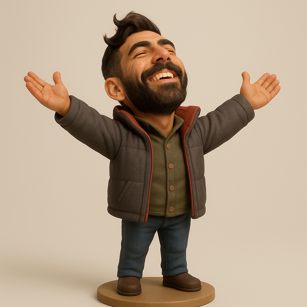silhouette 3d printer maker-3d portrait printing_Joyful Character with Outstretched Arms
