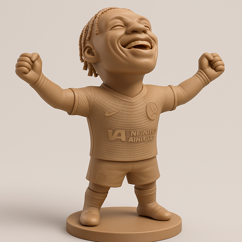 silhouette 3d printer maker-3d portrait printing_Epic Goal Celebration Chibi Soccer Player Statue