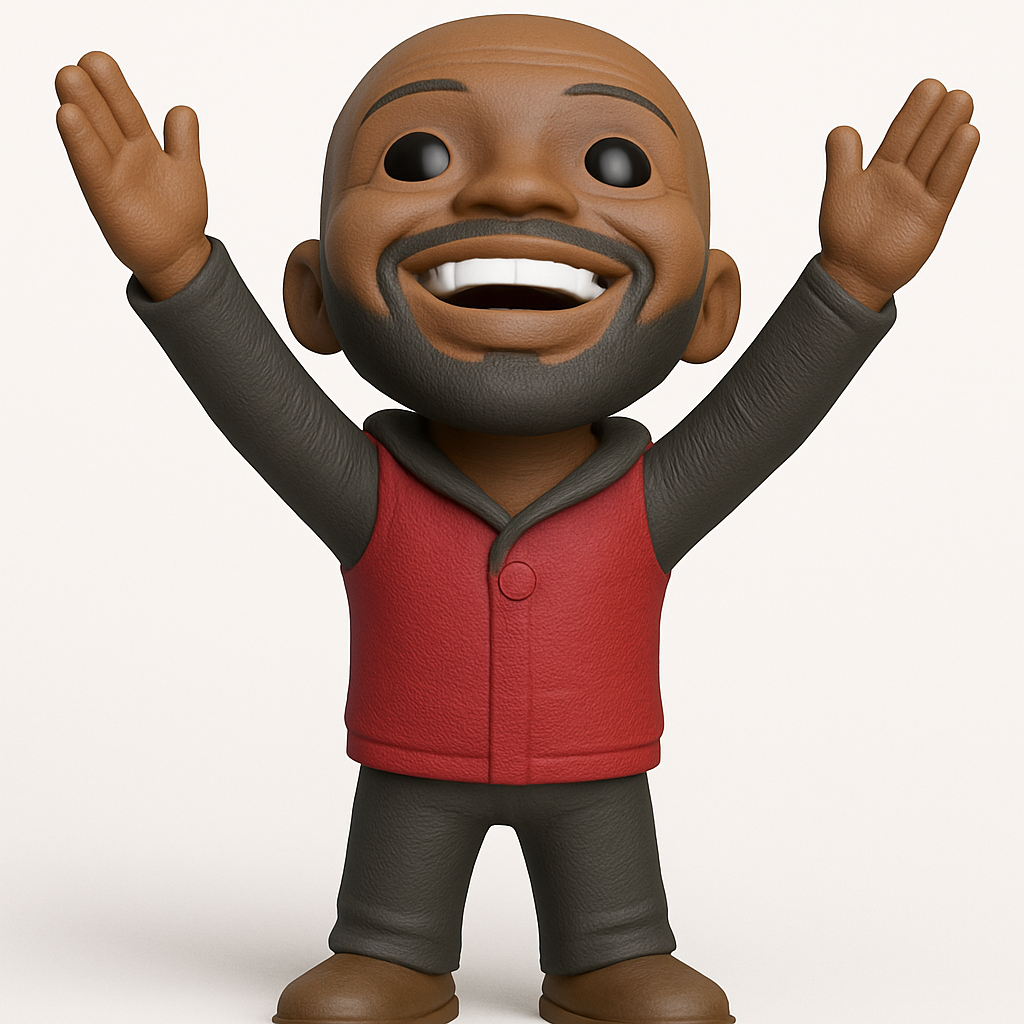 face to 3d model ai-3D portrait printing from photo_Joyful Bearded Man Figurine - Celebrate Success!