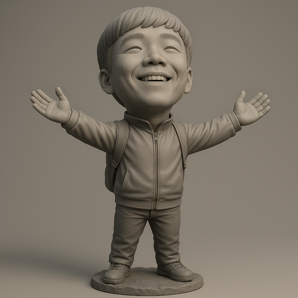face anatomy 3d model-create 3d face model from photo_Joyful Child Figurine with Outstretched Arms
