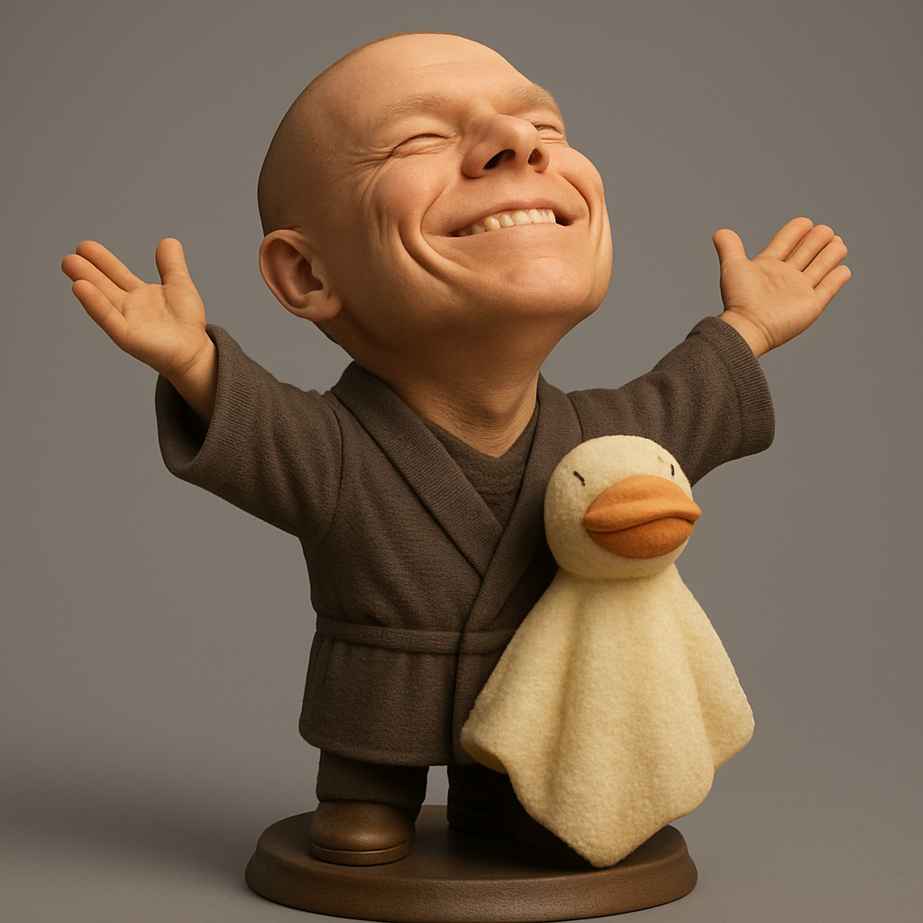 silhouette 3d printer maker-3d portrait printing_Joyful Figure with Duck Companion