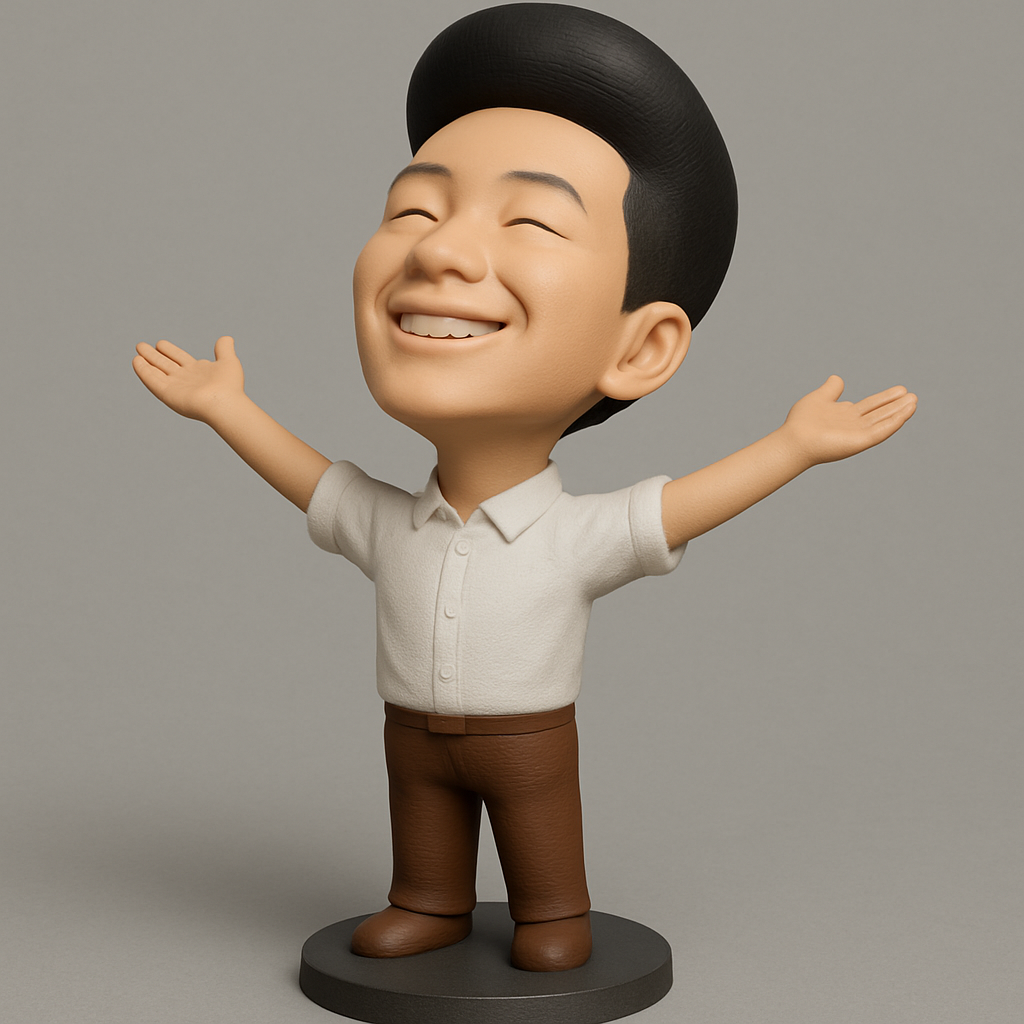 face anatomy 3d model-create 3d face model from photo_Joyful Man Figurine: Embrace Happiness with Open Arms