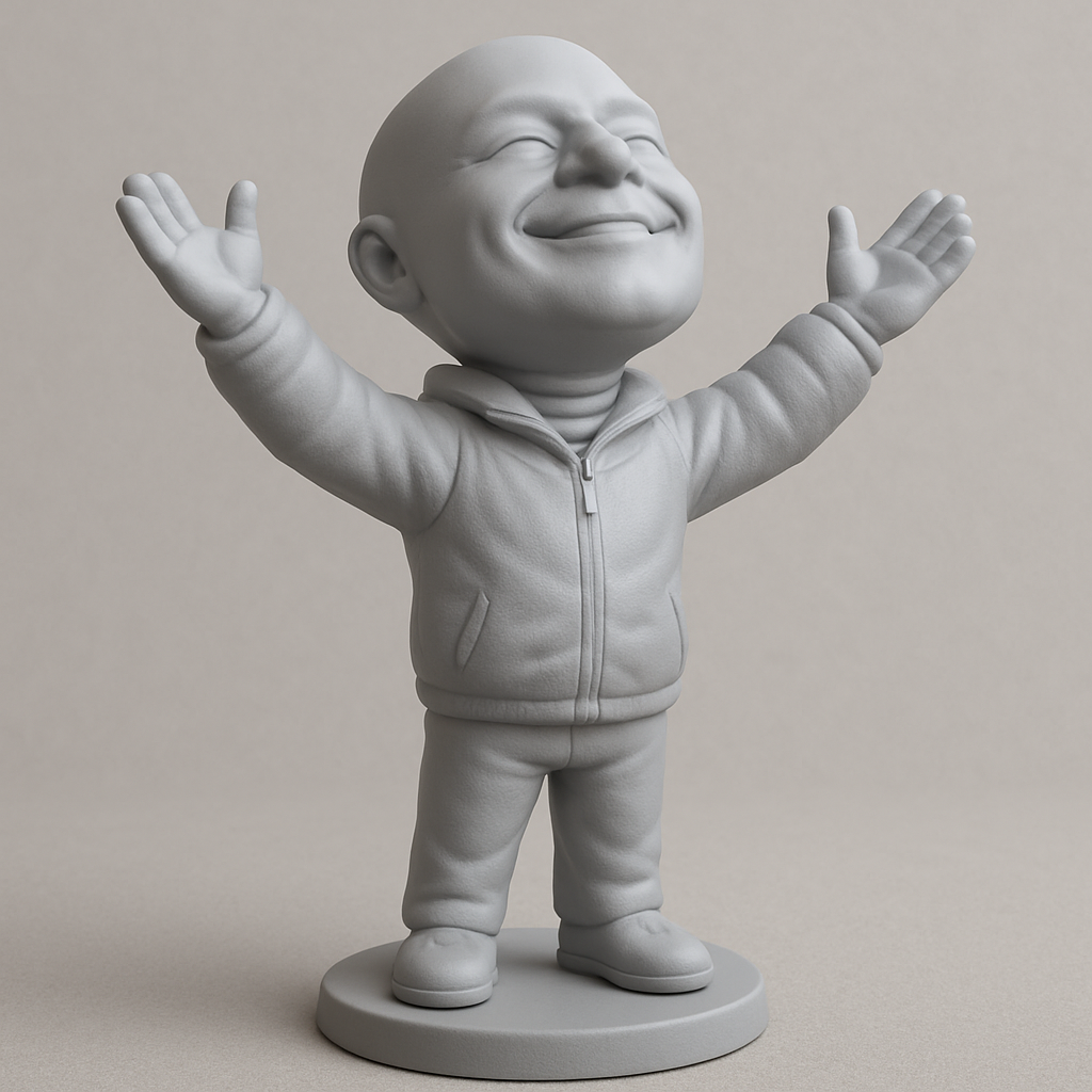 face to 3d model ai-3D portrait printing from photo_Joyful Embrace: Open Arms Happiness Figurine