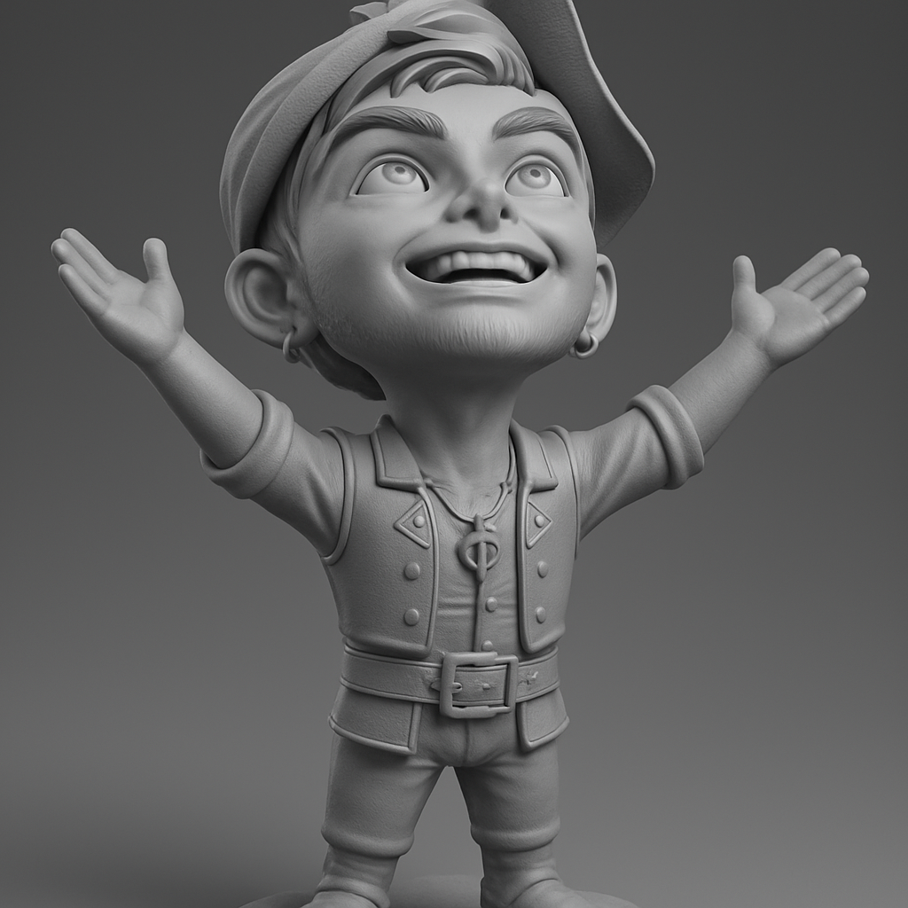 face anatomy 3d model-create 3d face model from photo_Cheerful Cartoon Figurine: Celebrate Joy & Positivity!