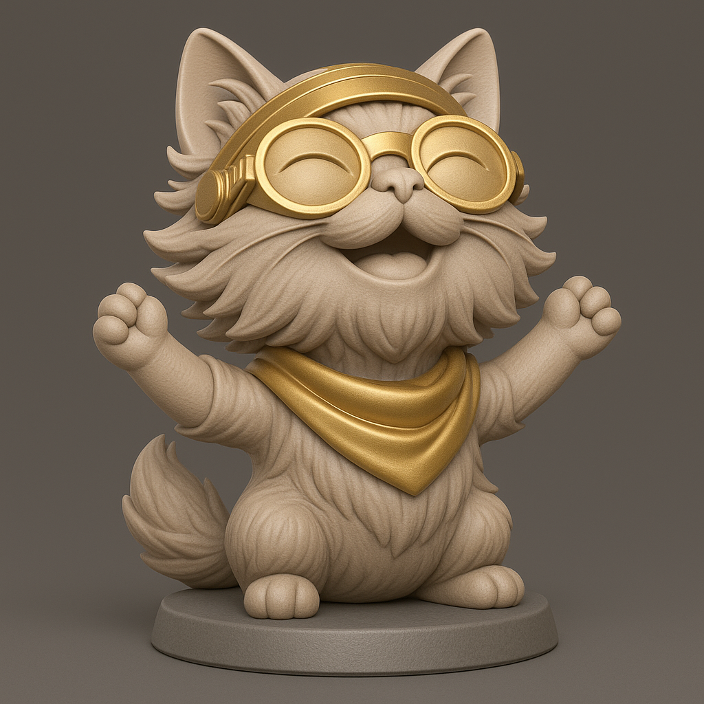 face anatomy 3d model-create 3d face model from photo_Joyful Cat Character with Goggles