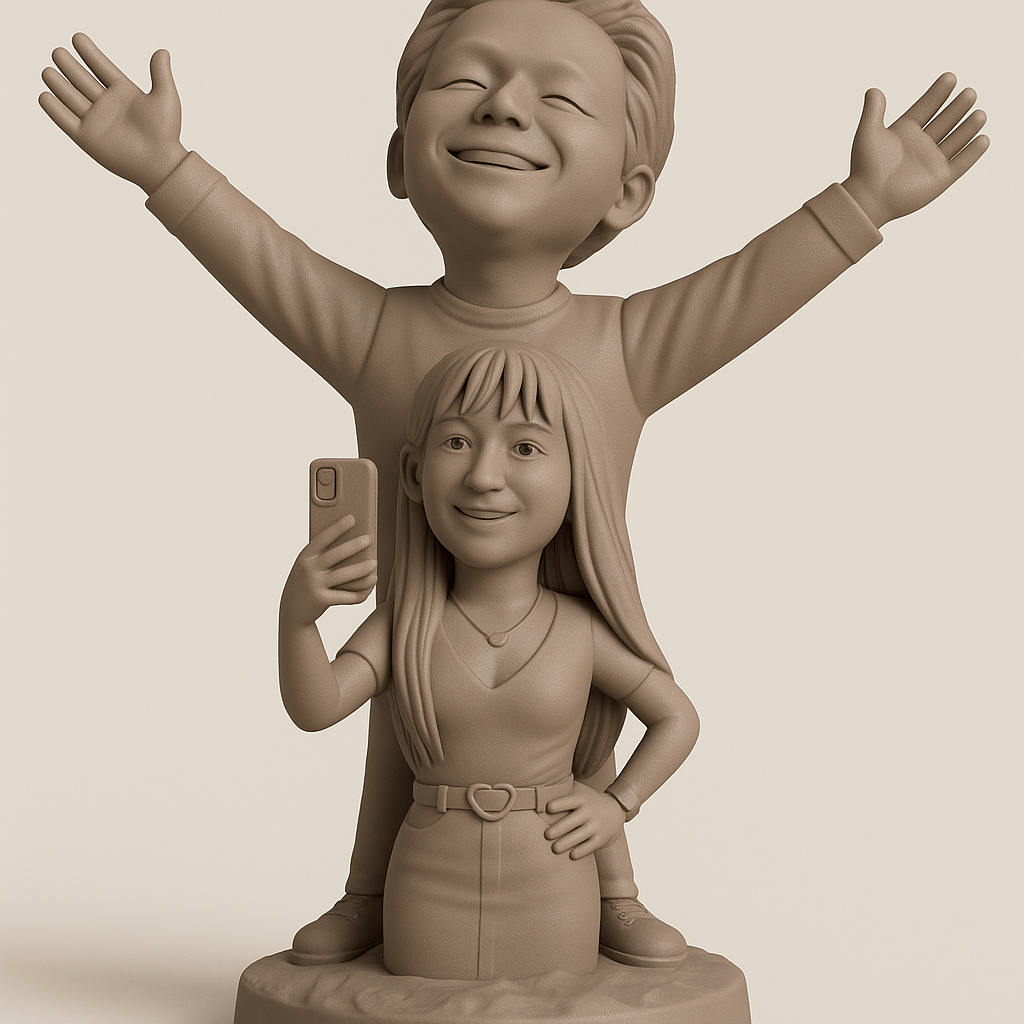 silhouette 3d printer maker-3d portrait printing_Joyful Couple Figurine for 3D Printing