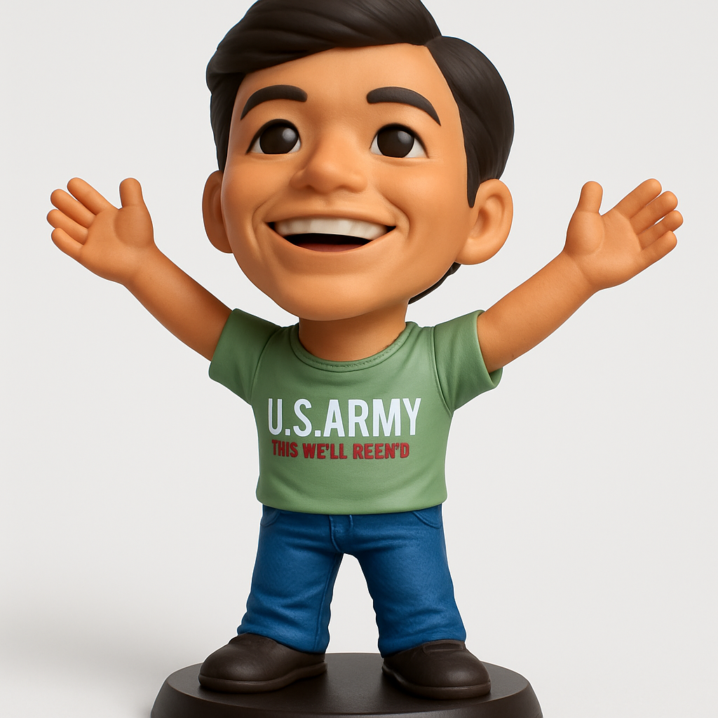 face anatomy 3d model-create 3d face model from photo_Cheerful U.S. Army Supporter Collectible Figurine
