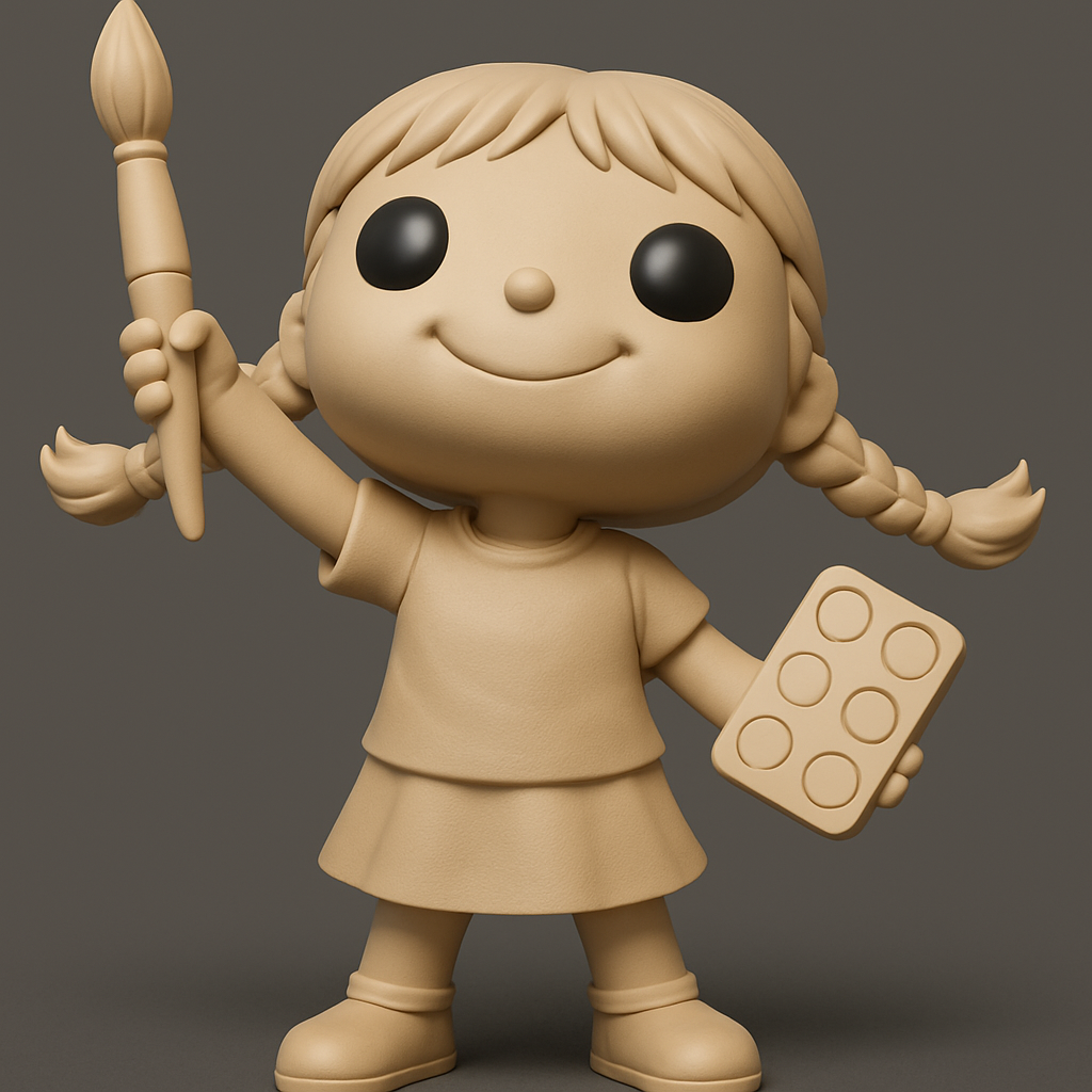 face to 3d model ai-3D portrait printing from photo_Cute Little Artist Doll: Fun Paint & Brush Figure