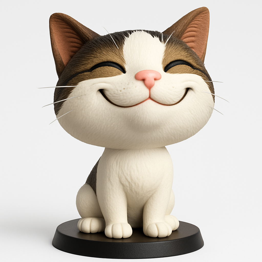 face to 3d model ai-3D portrait printing from photo_Spread Joy with This Cute Smiling Cat Figurine!