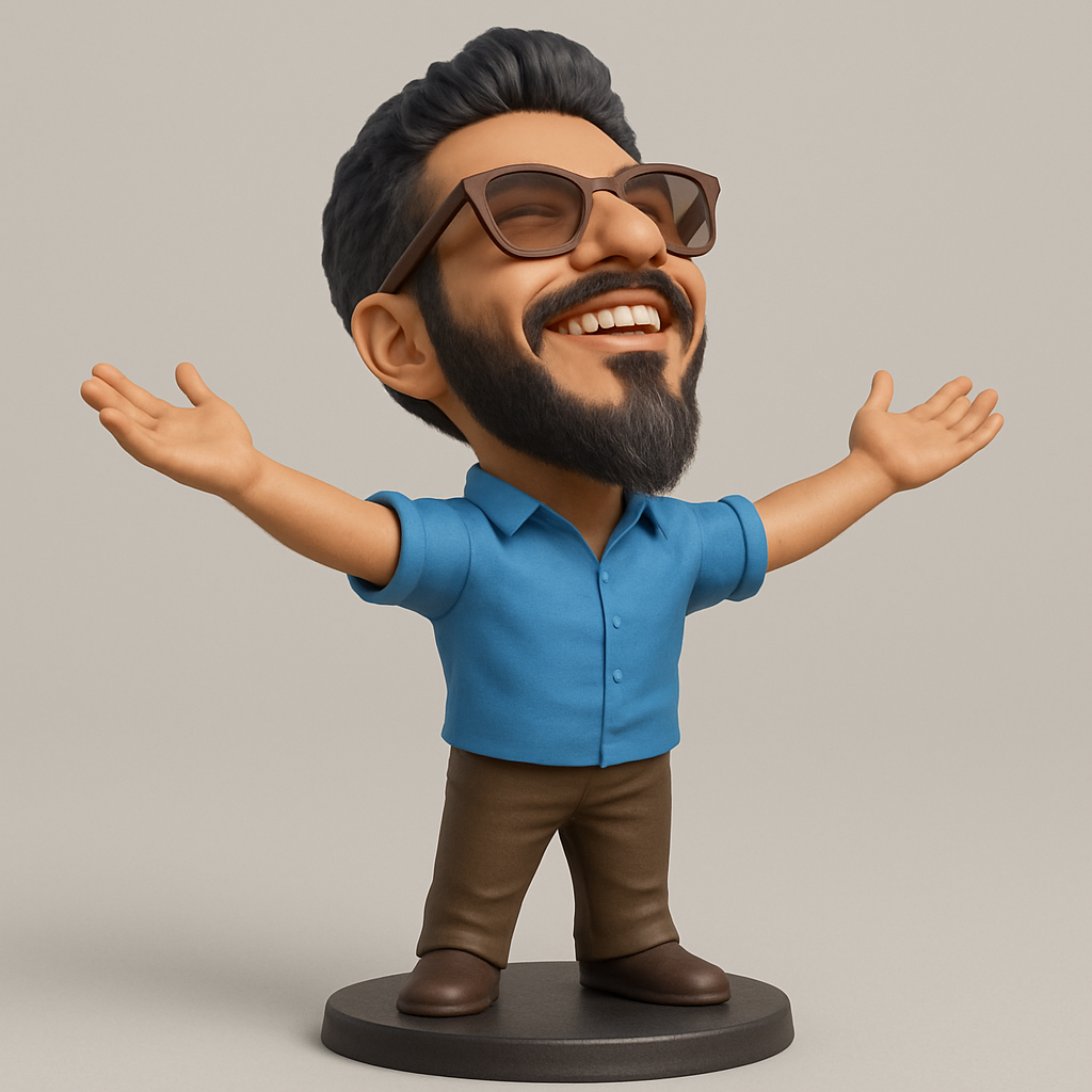 face anatomy 3d model-create 3d face model from photo_Optimistic Bobblehead: Embrace Joy & Freedom