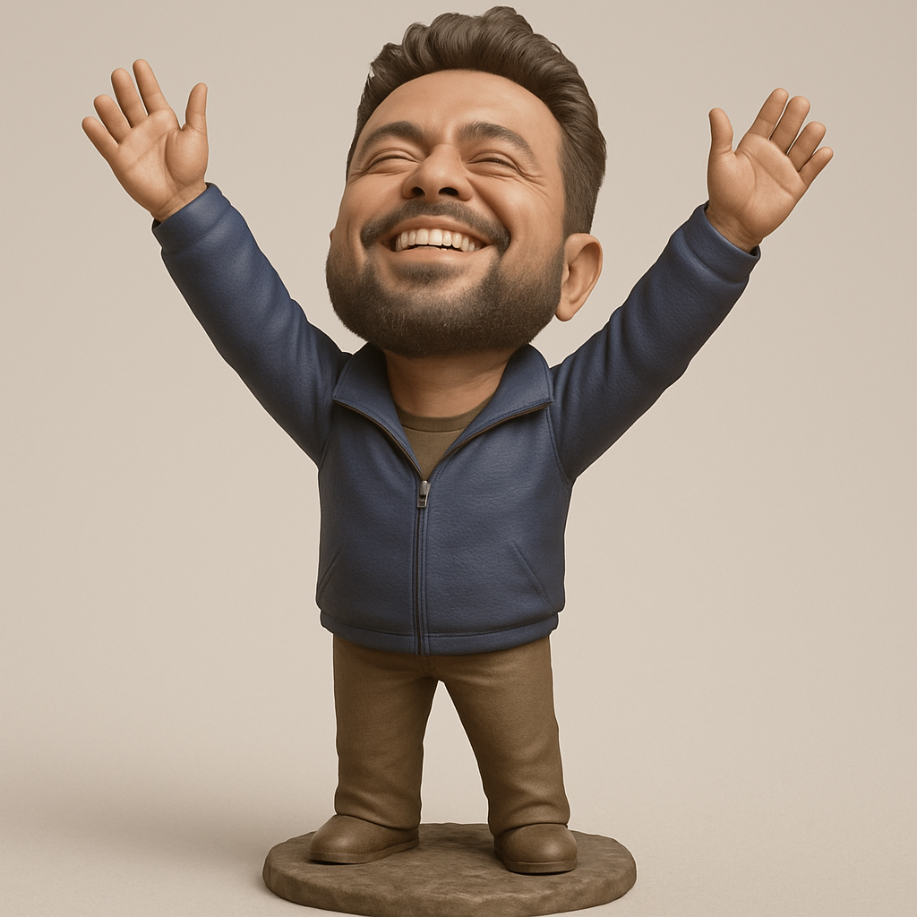 face anatomy 3d model-create 3d face model from photo_Uplifting Happy Man Figure - Spread Joy & Positivity!