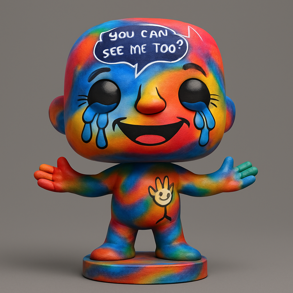 face anatomy 3d model-create 3d face model from photo_Colorful 'You Can See Me Too?' Emotional Art Figurine