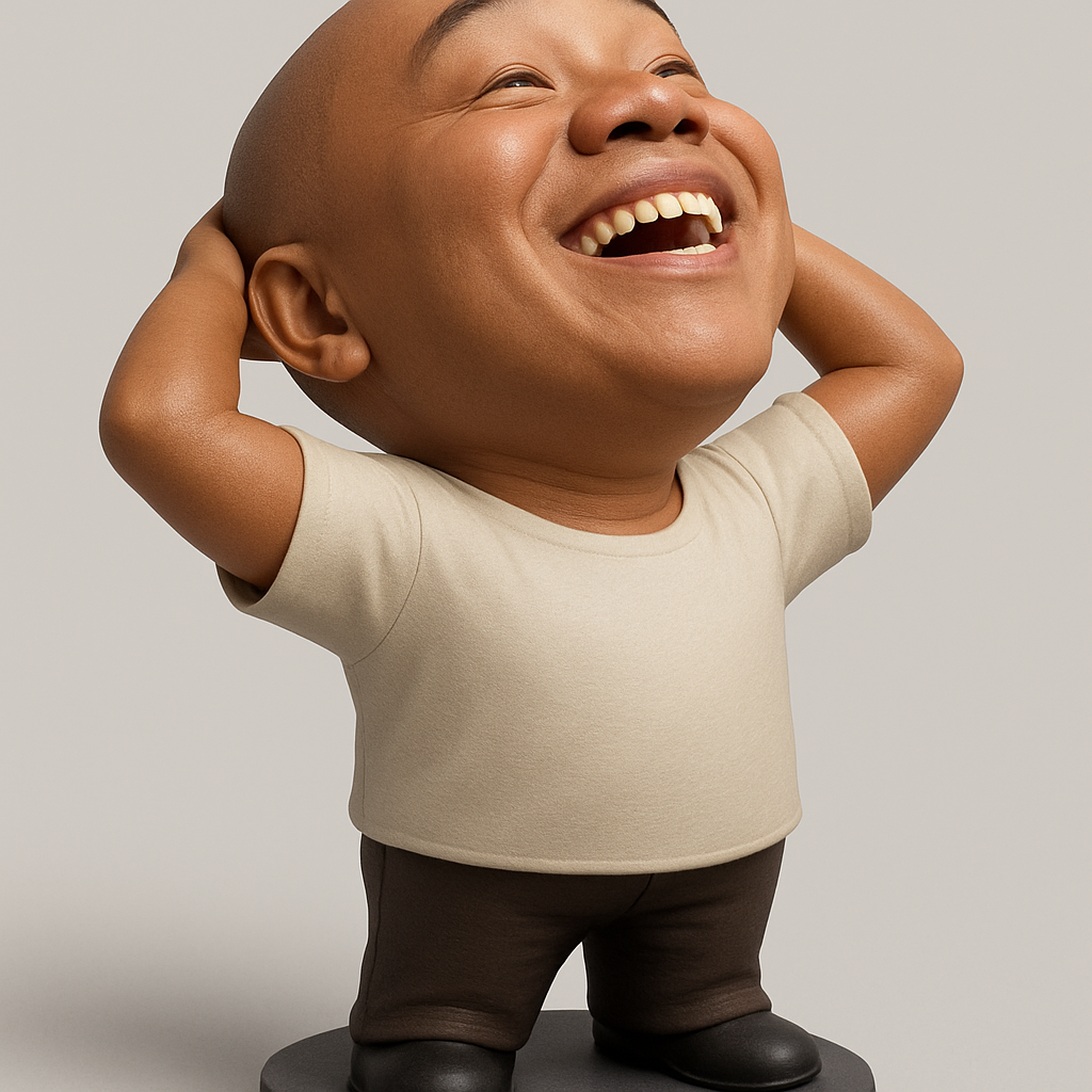 silhouette 3d printer maker-3d portrait printing_Joyful Laughing Character Figurine