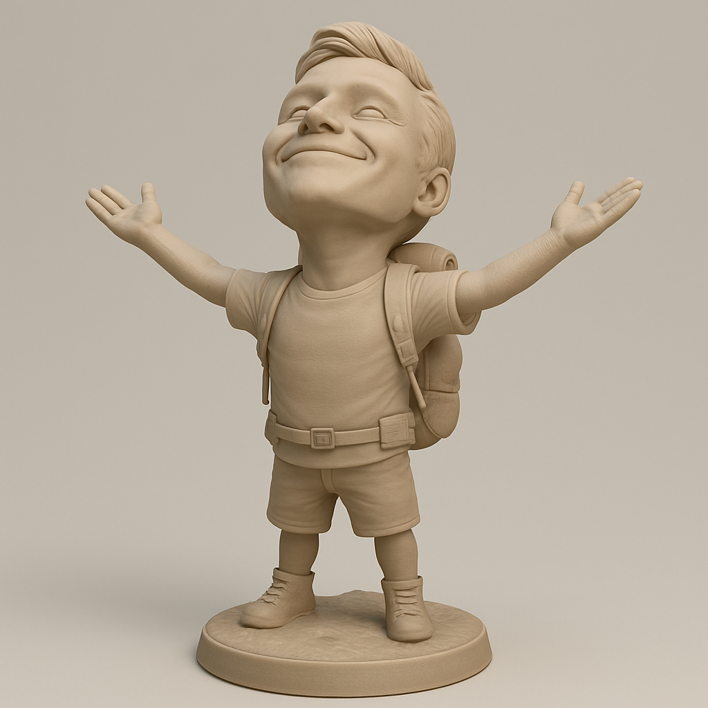 face to 3d model ai-3D portrait printing from photo_Joyful Explorer: Happy Adventurer 3D Print