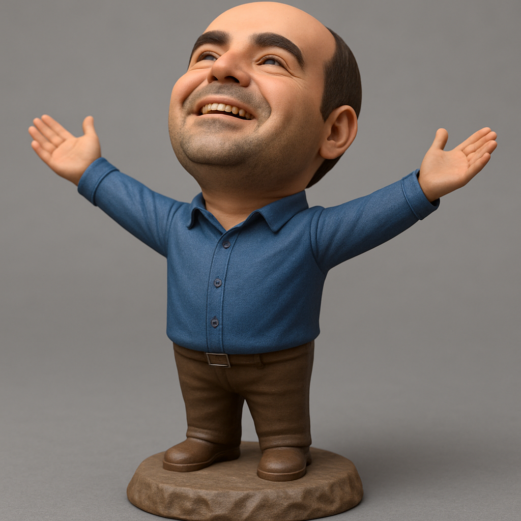 face anatomy 3d model-create 3d face model from photo_Joyful Chibi Man Figurine: Uplifting Desk Decor