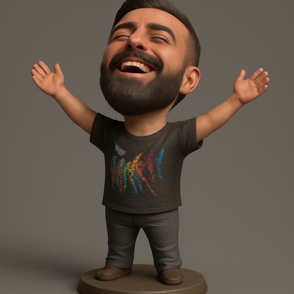 face anatomy 3d model-create 3d face model from photo_Exuberant Bearded Chibi Figurine - Pure Joy Print!