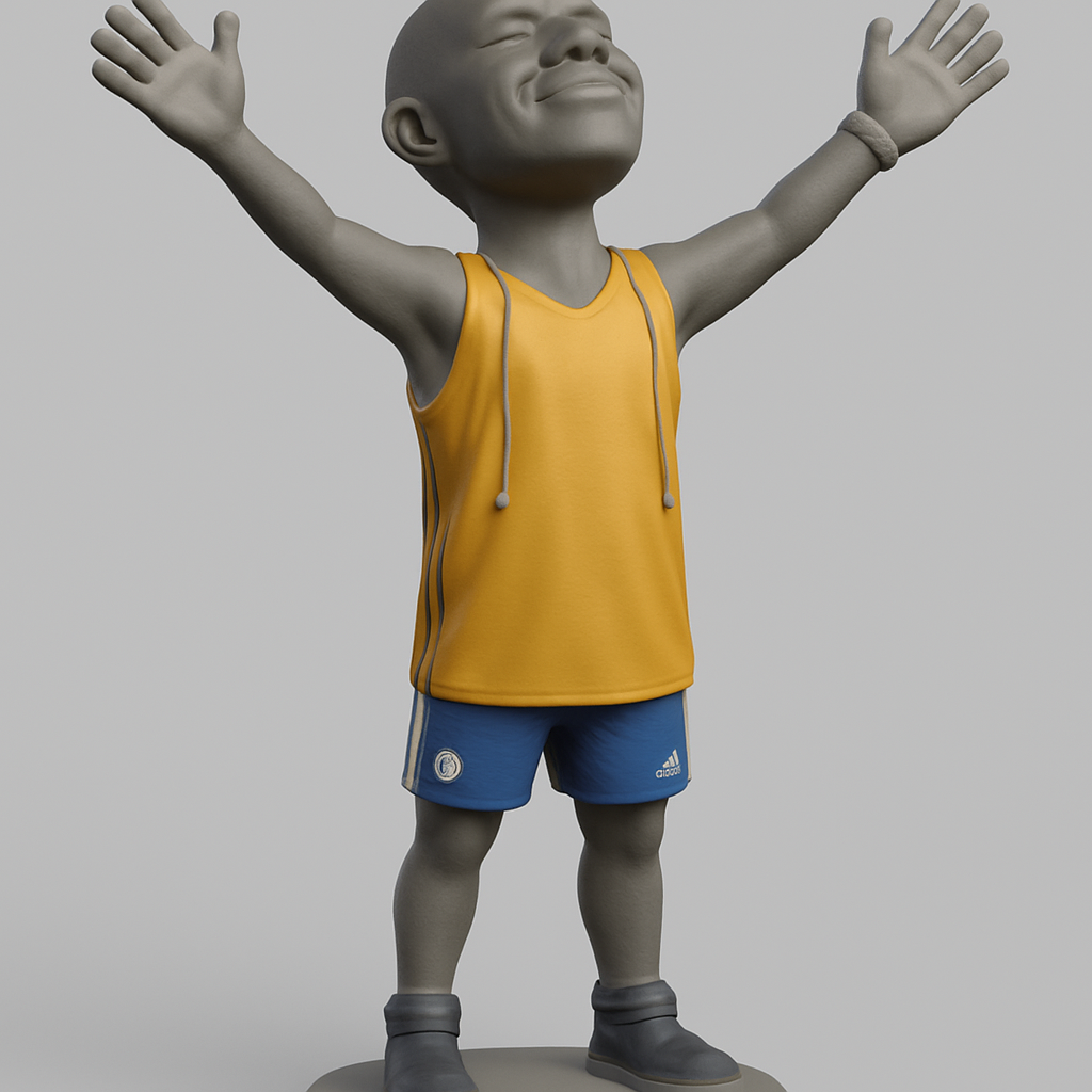 face to 3d model ai-3D portrait printing from photo_Joyful Kid Statue: Celebrate Happiness & Hope