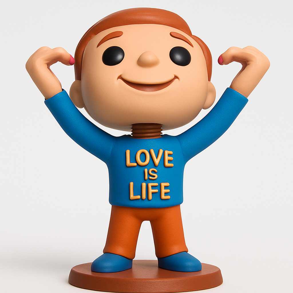face anatomy 3d model-create 3d face model from photo_Love Is Life Positive Vibe Desk Buddy with Flexing Pose
