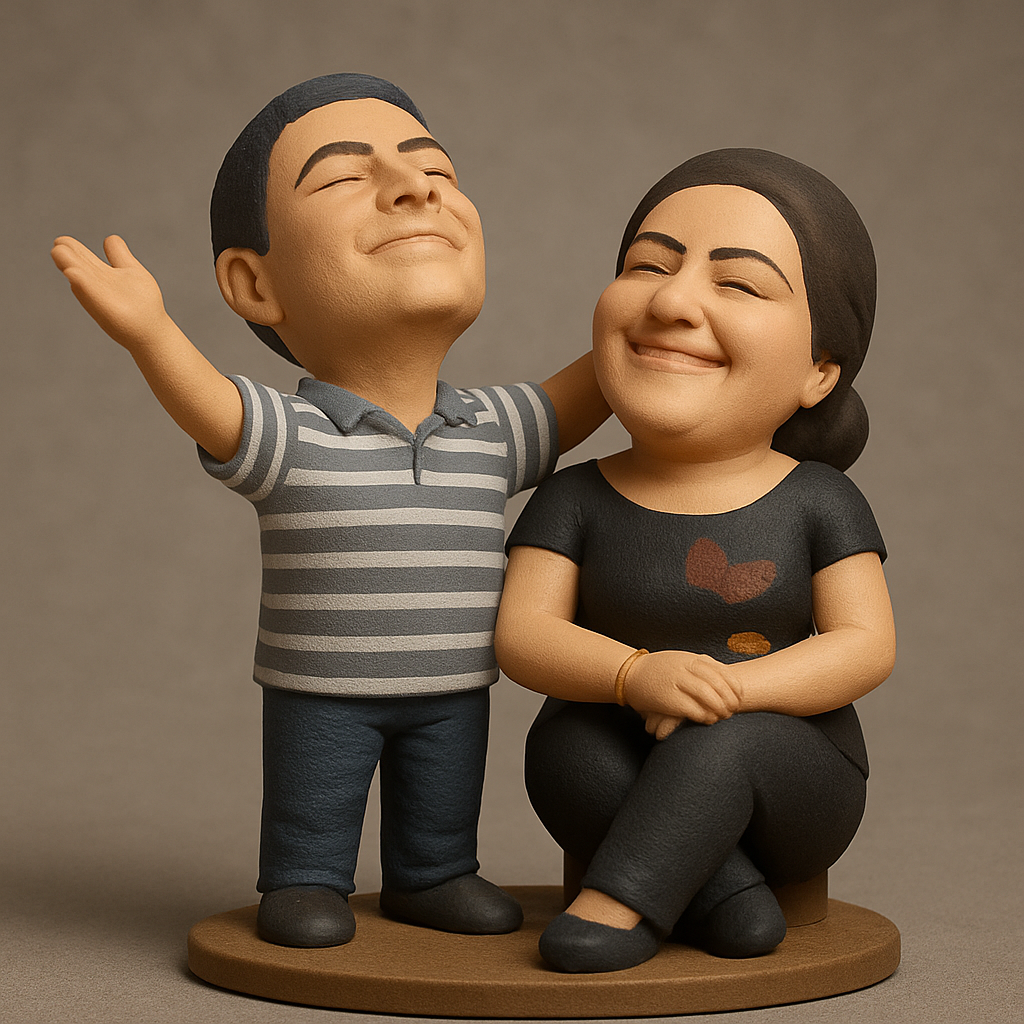 face to 3d model ai-3D portrait printing from photo_Smiling Couple Sculpture: Perfect Personalized Gift