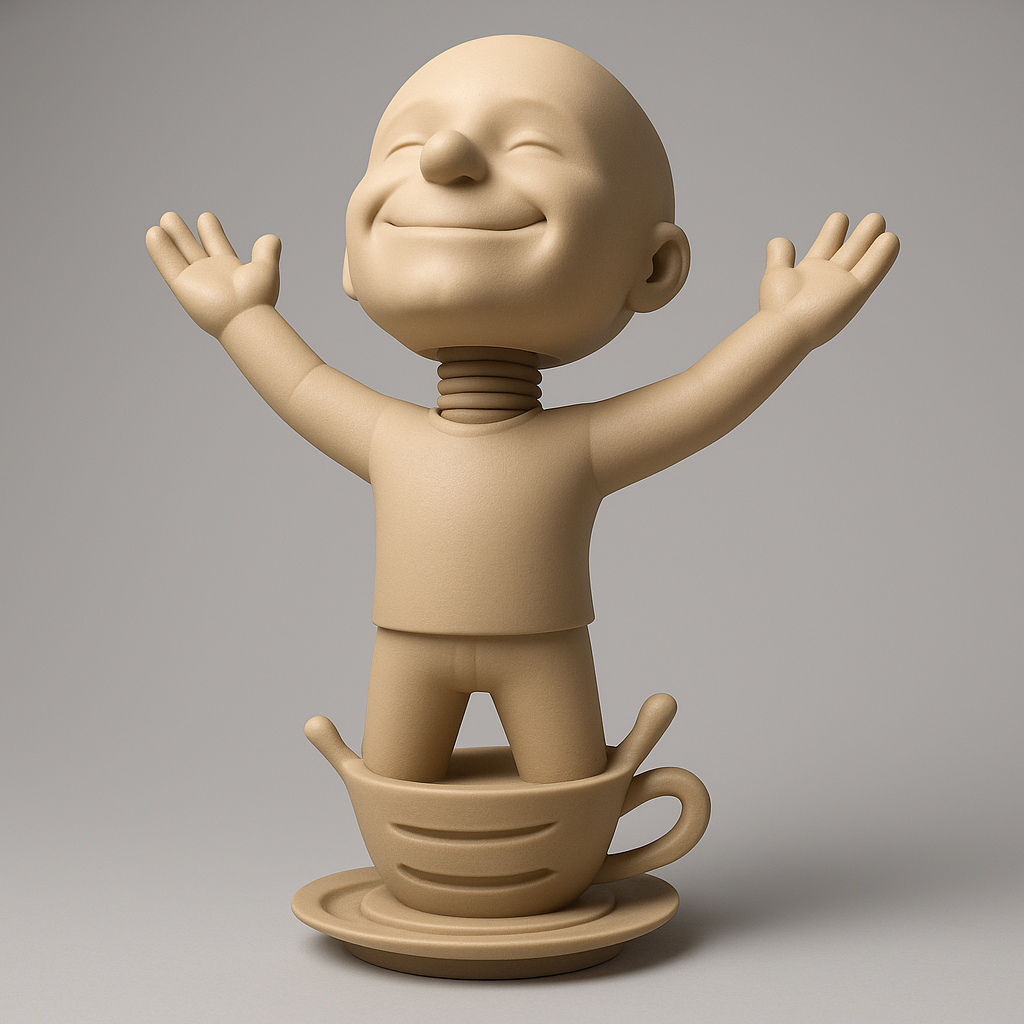 silhouette 3d printer maker-3d portrait printing_Joyful Figure in Coffee Cup