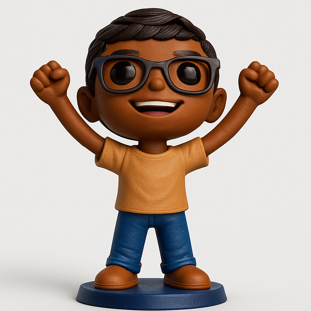 face to 3d model ai-3D portrait printing from photo_Joyful Victory Kid Figurine: Celebrate Success!